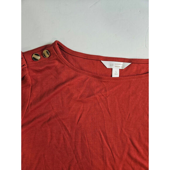Lauren Conrad Long Sleeve Terra Cotta Large Cotton Top NWT - Picture 2 of 7